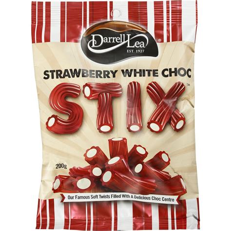 Darrell Lea Strawberry White Choc Stix 200g Big W