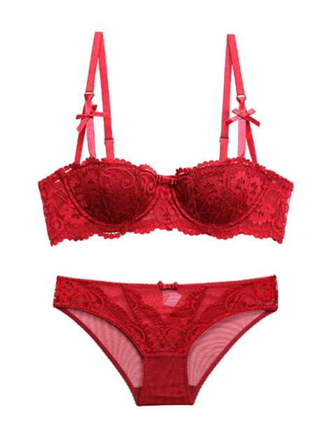 Intimo Sexy Da Donna In Due Pezzi Con Reggiseno In Pizzo Con Fiocchi