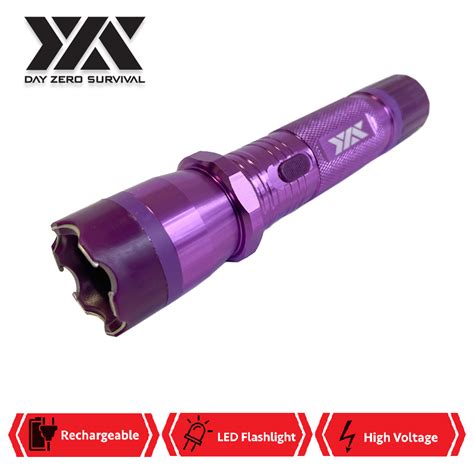 Dzs Purple Metal Stun Gun Million Volt Rechargeable With