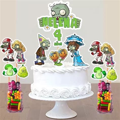 Cake Topper Kit Imprimible Personalizado Plants Vs Zombies En Venta En