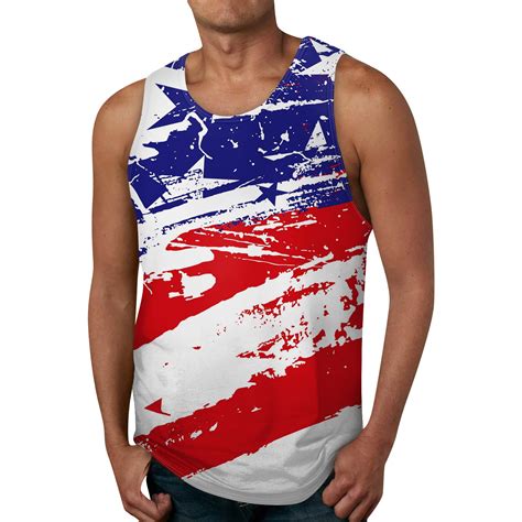 Mohiass Usa Flag Print Tank Tops For Men 4th Of July Stars Striped