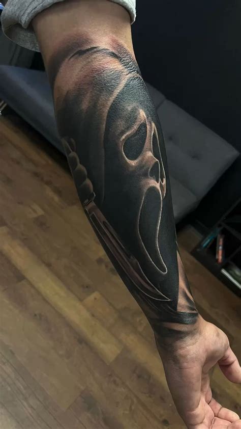 Ghost Face Tattoo Arm Tattoos For Guys Forearm Cover Up Tattoos