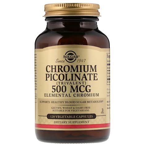 Solgar Chromium Picolinate 500 Mcg 120 Vegetable Capsules Byclue