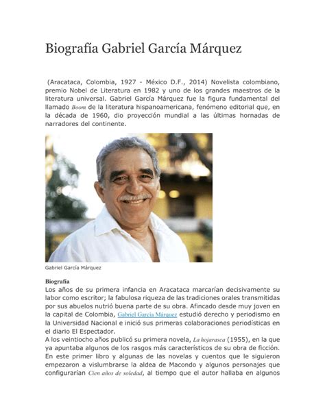 Biograf A Gabriel Garc A M Rquez