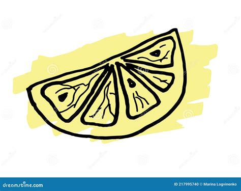 Met De Hand Getekende Doedele Slice Van Citroen Vector Illustratie Illustration Of Eten