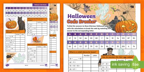 Year 3 Halloween Code Breaker Profesor Hizo Twinkl