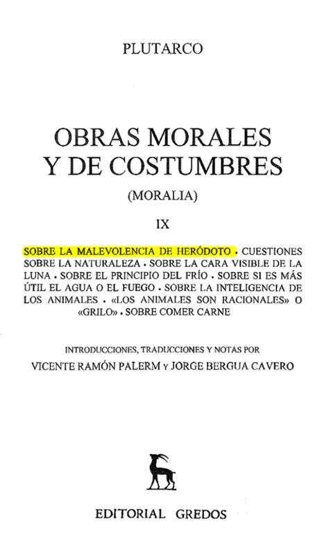 Obras Morales Y De Costumbres