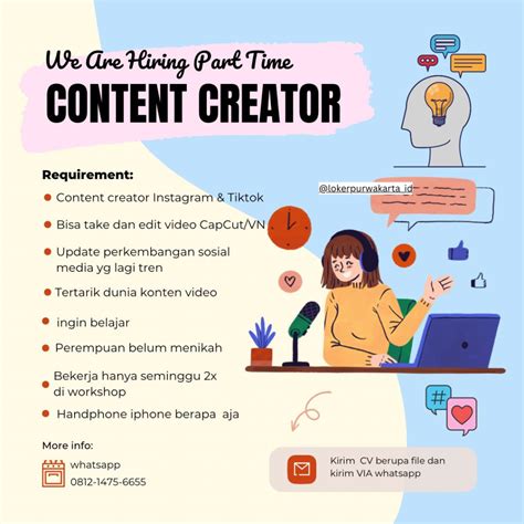 Lowongan Kerja Content Creator Part Time Penempatan Area Purwakarta