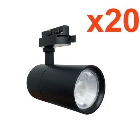 Spot Led Sur Rail W Compact Monophas Noir Pack De Blanc