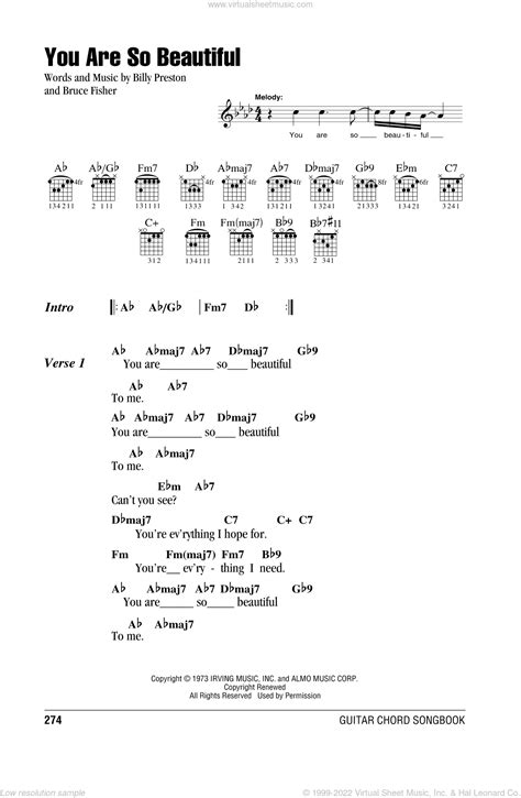 Cocker You Are So Beautiful Sheet Music For Guitar Chords