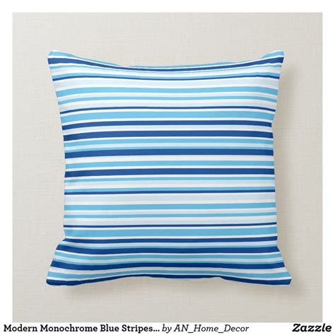 Modern Monochrome Blue Stripes Throw Pillow Zazzle Stripe Throw Pillow Modern Monochrome