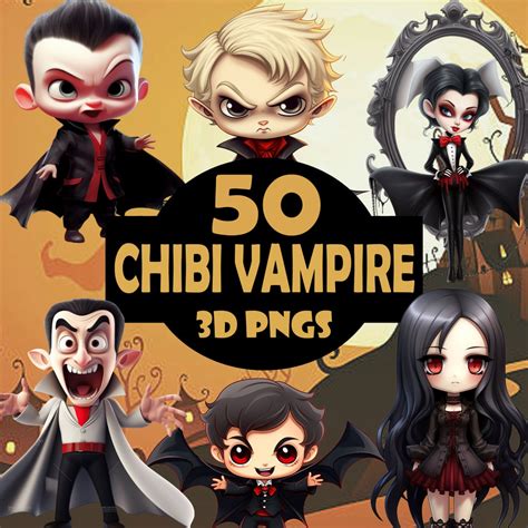 Cute Chibi Vampires Chibi Clipart Halloween Clipart Gothic Clipart