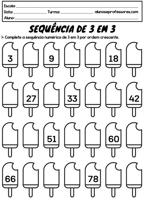 Sequência Numérica Atividade De Matematica Educação Infantil 5 Anos