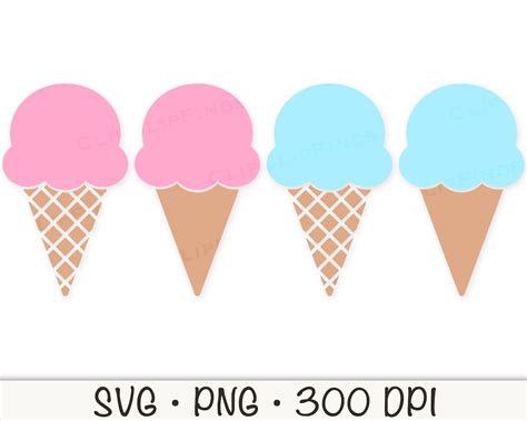 Ice Cream Cone Svg Pink And Blue Ice Cream Cones Bundle Ice Etsy