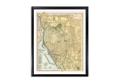 Buffalo City Map Vintage Poster Print on Matte Paper Decorative Antique ...