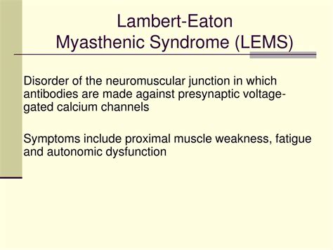 PPT - Lambert Eaton: An Elusive Diagnosis PowerPoint Presentation, free ...