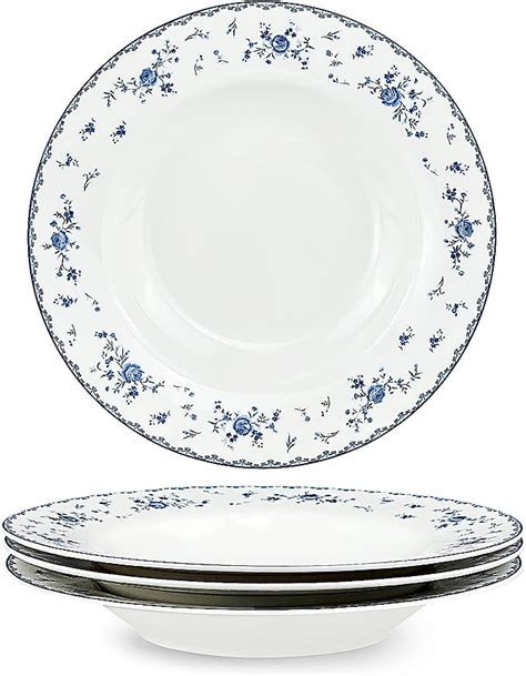 Fanquare Cm Wide And Shallow Soup Bowls Set Of Porcelain Blue