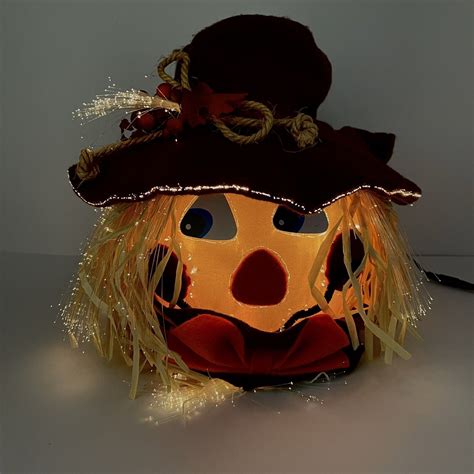 Fiber Optic Halloween 12 Scarecrow Head Halloween Luminary EBay