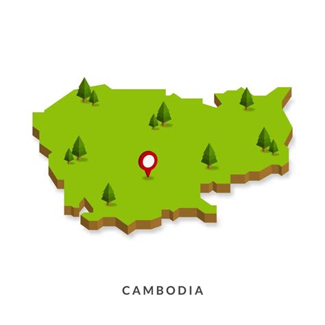 Isometric Map Of Cambodia Simple 3d Map Vector Illustration Eps 10