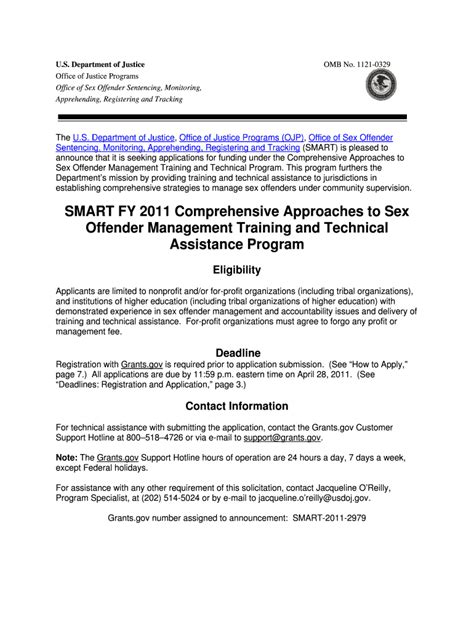 Fillable Online Ojp Usdoj Smart Fy Comprehensive Approaches To Sex