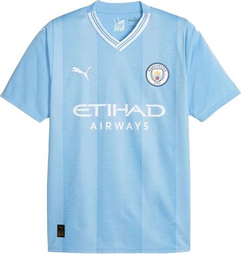 PUMA MCFC Home Jersey Replica Heren Sportshirt Lichtblauw Wit Maat