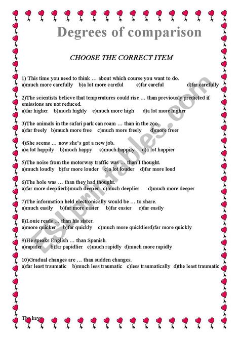 Degrees Of Comparison Esl Worksheet By Spankevich