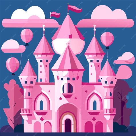 Premium Vector Pink Fairytale Castle Hand Drawn Design Magic Castle