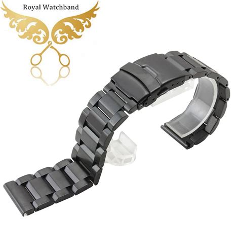 Watch Band 22mm Black Men S Pure Solid Stainless Steel Watch Bands