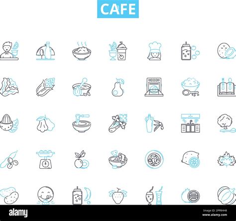 Cafe Linear Icons Set Cozy Espresso Sandwiches Breakfast Artisan