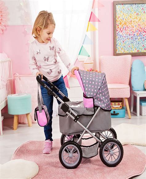 Bayer Design Dolls Grey Pink Dots Trendy Pram Macys