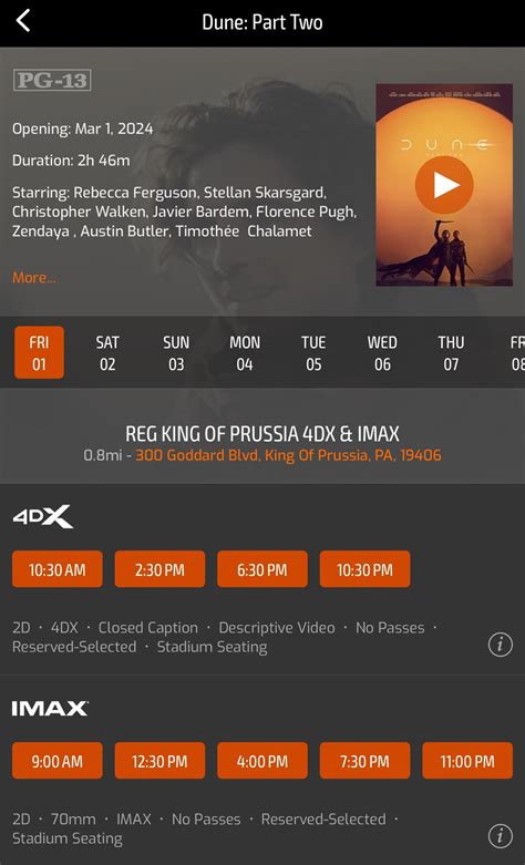 Regal UA King of Prussia & IMAX Seating Chart Guide