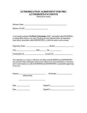 Fillable Online Payment Authorization Form Nordutch Technologies Inc