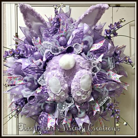 Deco Mesh Lavender Bunny For Easter And Spring By Twentycoats Wreath