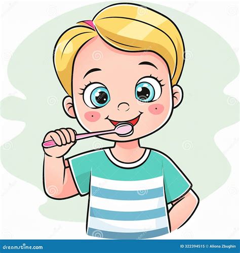 Cute Cartoon Boy Brushing His Teeth Stock Image | CartoonDealer.com ...