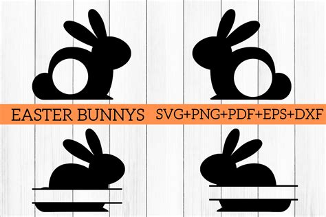 Easter Bunny Split Monogram Cut Files Svg Png Pdf Eps Dxf By