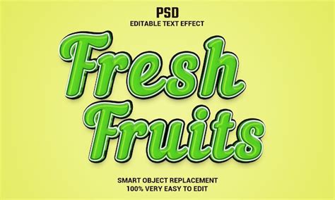 Efecto De Texto Editable D De Frutas Frescas Con Fondo Psd Premium