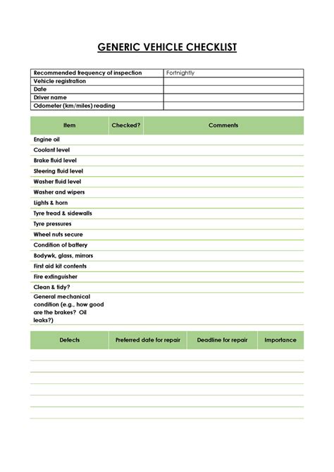 14 Free Vehicle Inspection Forms Editable Word Excel