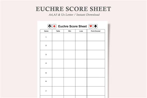 Free Printable Progressive Euchre Score Cards