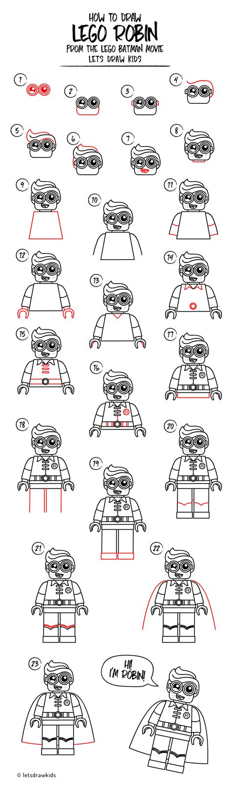 How To Draw Lego Robin Easy Drawing Step By Step Perfect For Kids