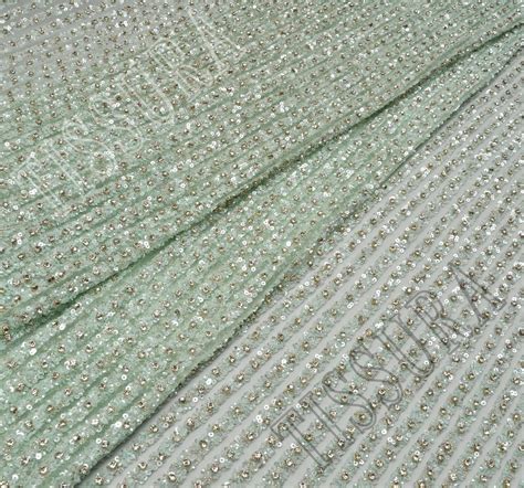 Sequin Bead Embroidered Tulle Fabric Exclusive Fabrics From India