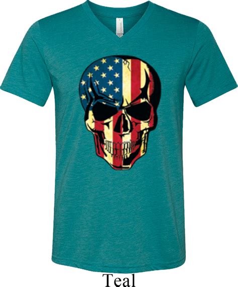 Usa Skull Mens Tri Blend V Neck Shirt Usa Skull Mens Shirts