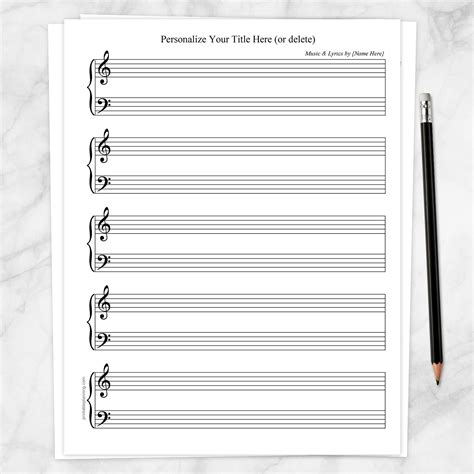 Personalized Blank Piano and Vocals Sheet Music - Printable at ...