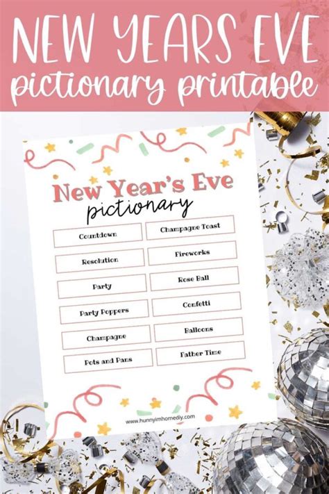 Printable New Years Eve Pictionary For Your Party