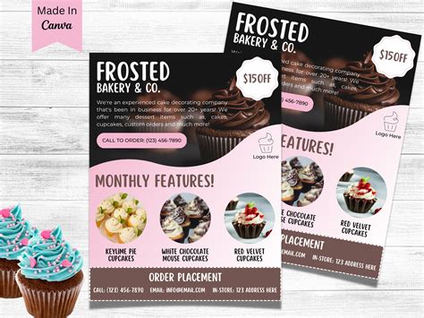 Cake Flyer Template Cupcake Cake Business Flyer Baking Dessert Flyer