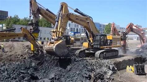 Cat 390f Lme Excavator Awr Abbruch Removing Big Foundation Youtube
