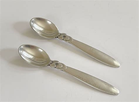 Georg Jensen Sterling Pair Demitasse 1930 Demitasse Spoon Kaktus