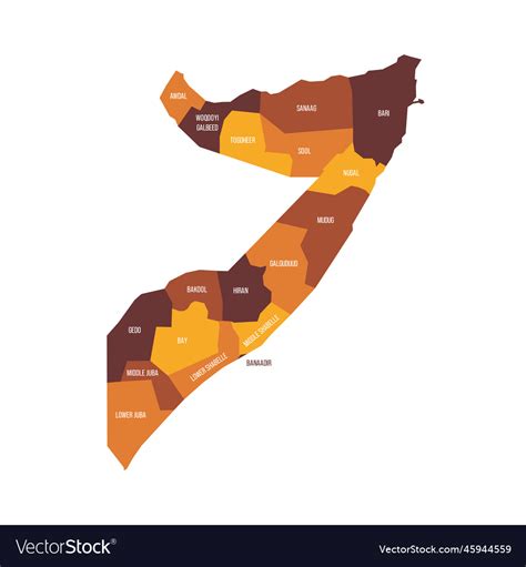 Somalia Political Map Of Administrative Divisions Vector Image