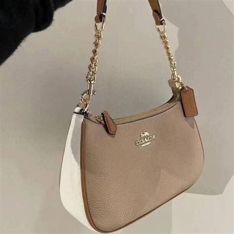 100 AUTHENTIC NWT COACH Teri Shoulder Bag In Taupe Colorblock CA173