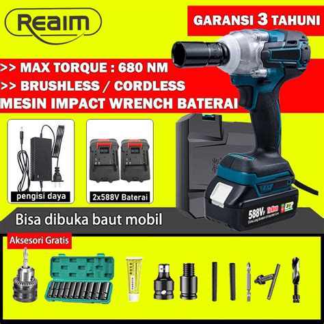 Jual Impact Wrench Cordless V Nm Brushless Bor Impact Baterai