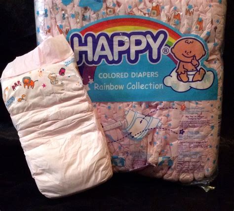 15 Vintage Happy Brand Pink Diaper Rainbow Collection Sz Large